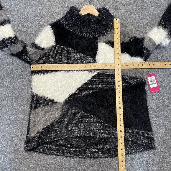 Vince Camuto Mix Intarsia Eyelash Yarn Turtleneck Sweater L - Picture 6 of 6